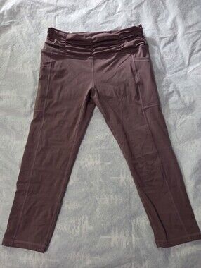 Constantly Varied Gear CVG Women Size L Ruched Waist Mauve Pink Purple Leggings